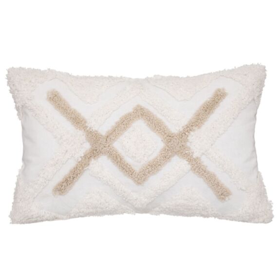 Housse coussin tufté 30x50cm blanc - ATMOSPHERA