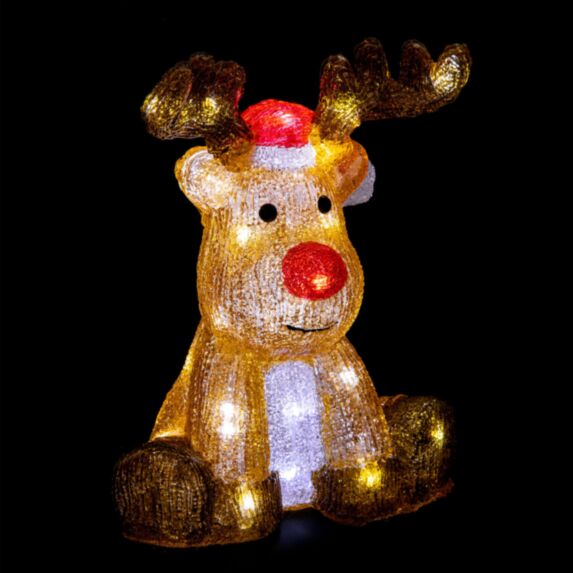 Renne Décoration de Noël extérieure H.30cm 40 LED clignotants