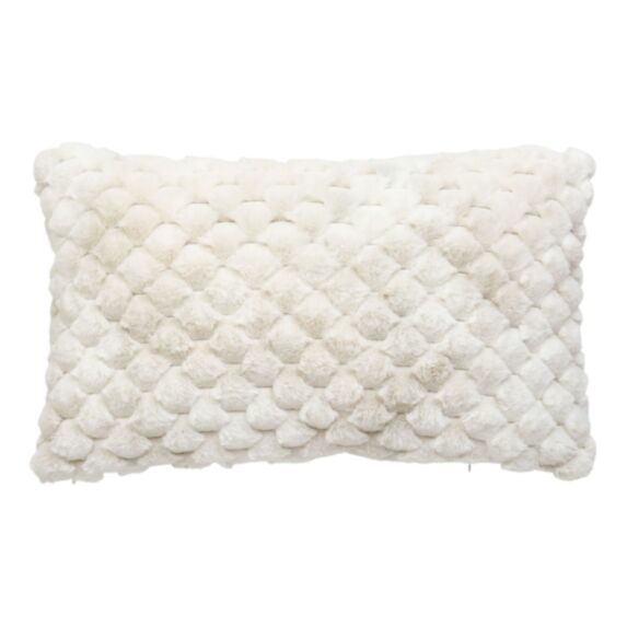 Coussin fourrure Jacquard Adriel 38x58cm blanc - ATMOSPHERA