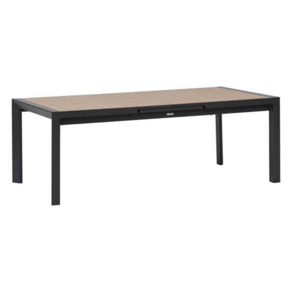 Table extensible Evasion aluminium imprimé effet bois honey 10 places graphite - HESPERIDE