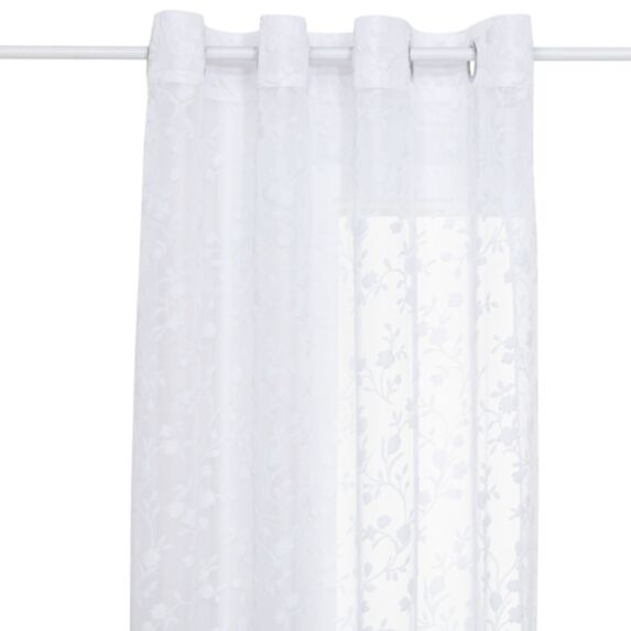 Voilage Lazi fleuri 140x240cm blanc - ATMOSPHERA