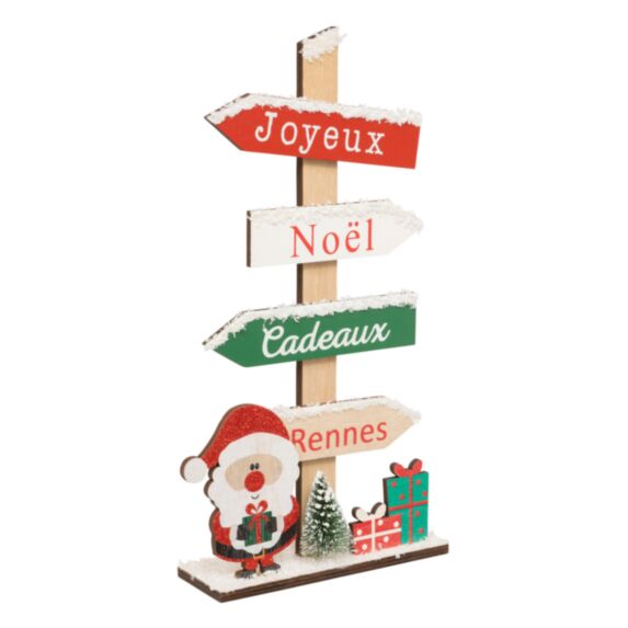 Pancarte renne Père Noël MDF 29,5cm assorti - ATMOSPHERA