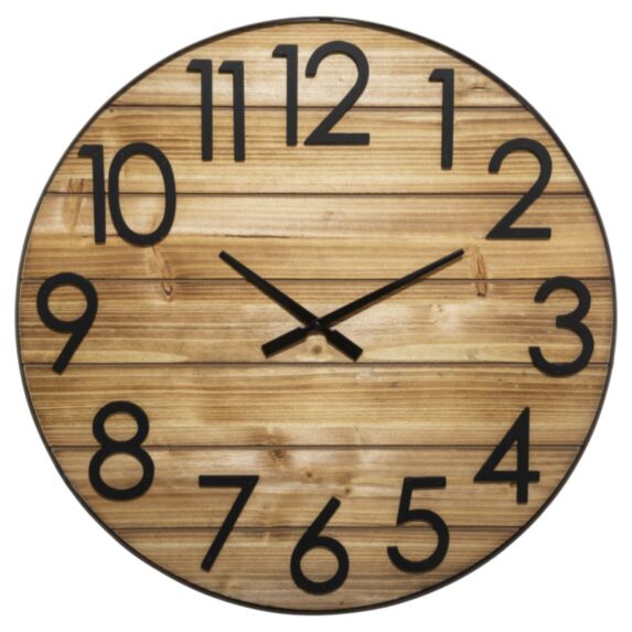 Horloge bois métal 3D Ø70cm naturel - ATMOSPHERA