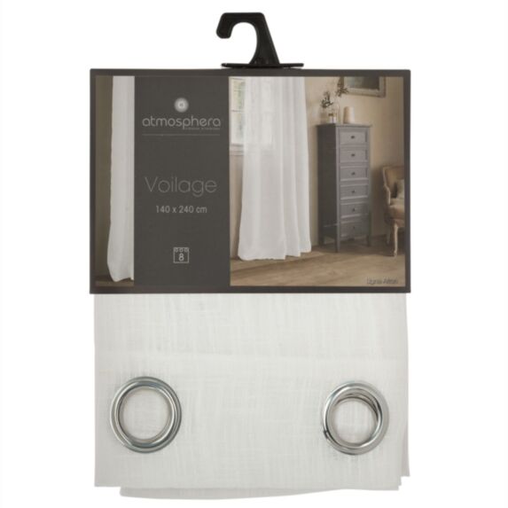 voilage alton polyester blanc 140x240cm - ATMOSPHERA