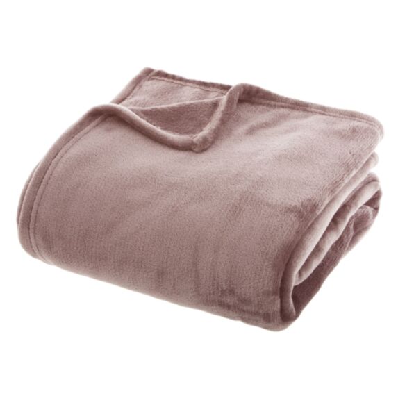 Plaid flanelle uni 180x230cm rose - ATMOSPHERA