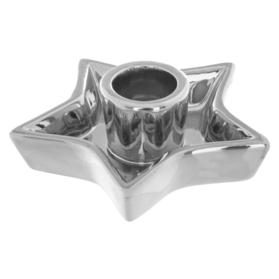 Support chandell métal argent étoile