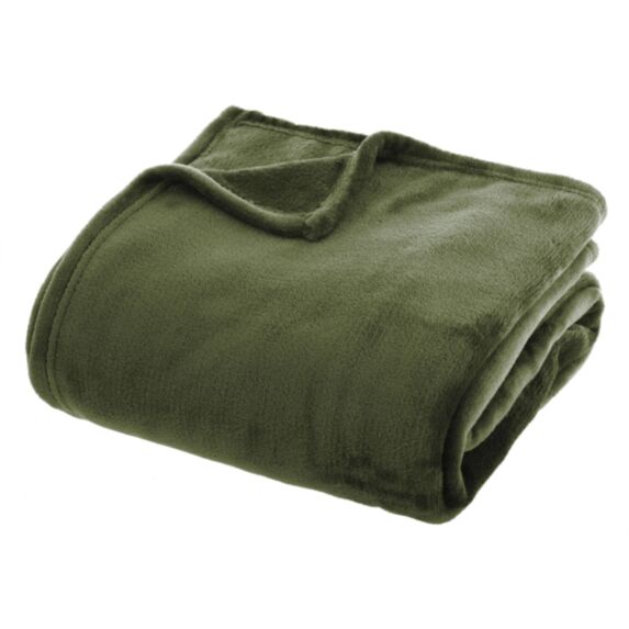 Plaid flanelle uni 130x180 kaki - ATMOSPHERA