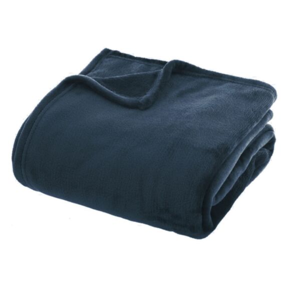 Plaid flanelle uni Egeen 180x230 bleu - ATMOSPHERA