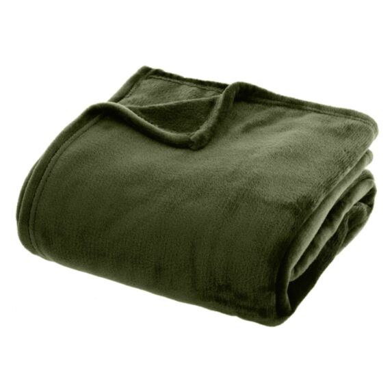 Plaid flanelle uni 180x230cm kaki - ATMOSPHERA