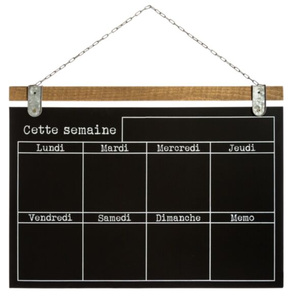 Semainier ardoise Micha 69x49cm noir - ATMOSPHERA