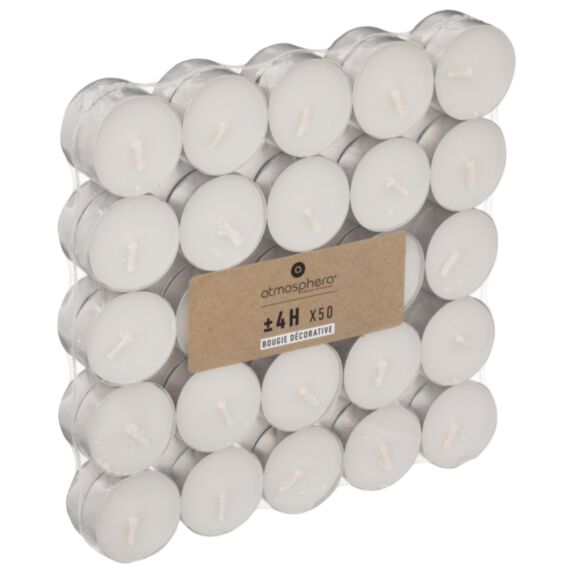 Lot x50 bougies chauffe plat Many Ø3,7cm blanc - ATMOSPHERA, CRÉATEUR D'INTÉRIEUR