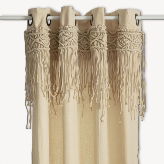 Rideau Ritual macramé 140x260cm blanc - ATMOSPHERA