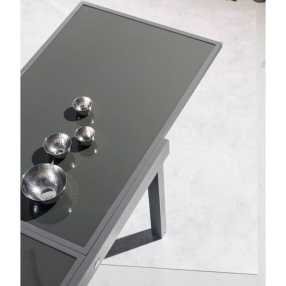 Table de jardin extensible 8 pers. Piazza verre gris