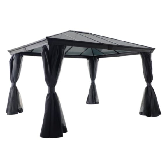 Pergola Belize polycarbonate 3,6x3m noir - HESPERIDE