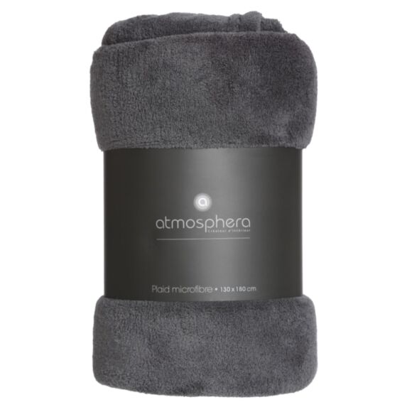 Plaid microfibre 130x180cm gris - ATMOSPHERA