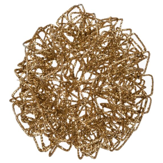 Boule de Noël torsadée pailletée or métal Ø10cm