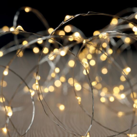 Guirlande intérieure 20 m.led pil.blanc chaud