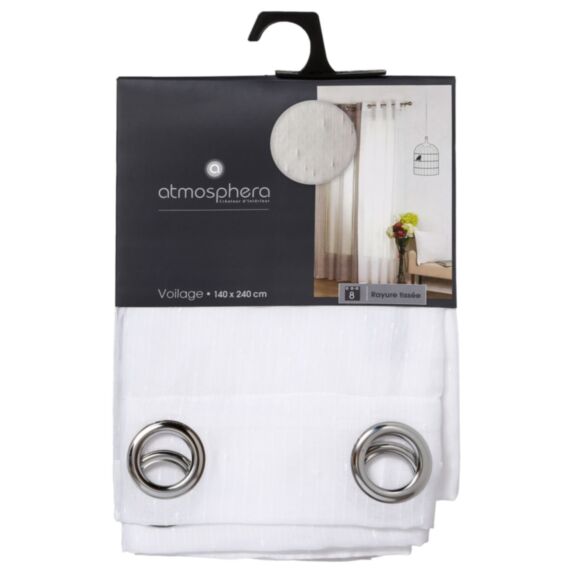 Voilage rayures 140x240 blanc - ATMOSPHERA
