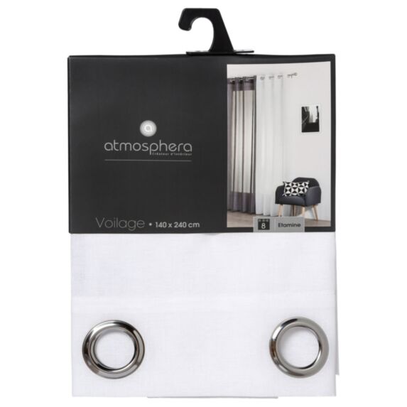 Voilage Etamine 140x240 blanc - ATMOSPHERA