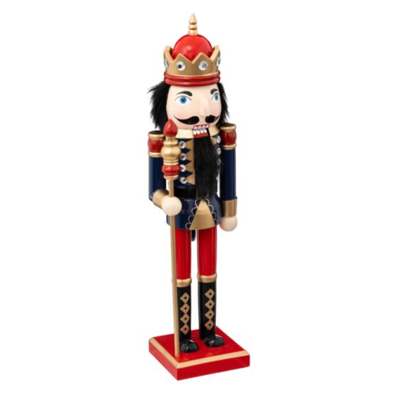 Décoration de Noël Casse-noisette bleu/rouge H38cm - ATMOSPHERA