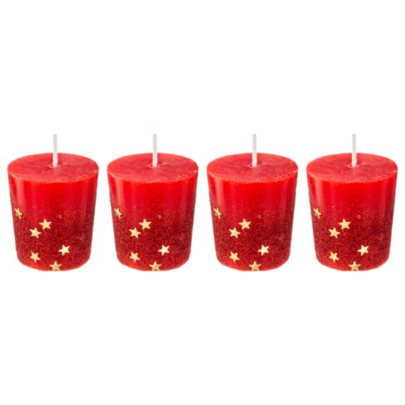 Bougie votive pailletée 48g x4 rouge - ATMOSPHERA