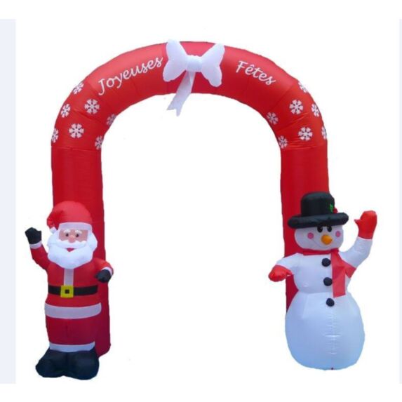 Père noël bonhomme de neige sous arche 240cm