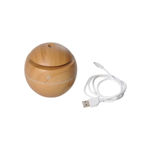 Diffuseur d'arômes boule 130 mL effet bois avec 7 couleurs LED - HOMEA