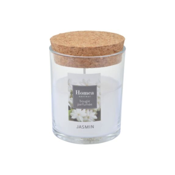 Bougie en pot couvercle Essentiel jasmin Ø7 x H9 cm - HOMEA