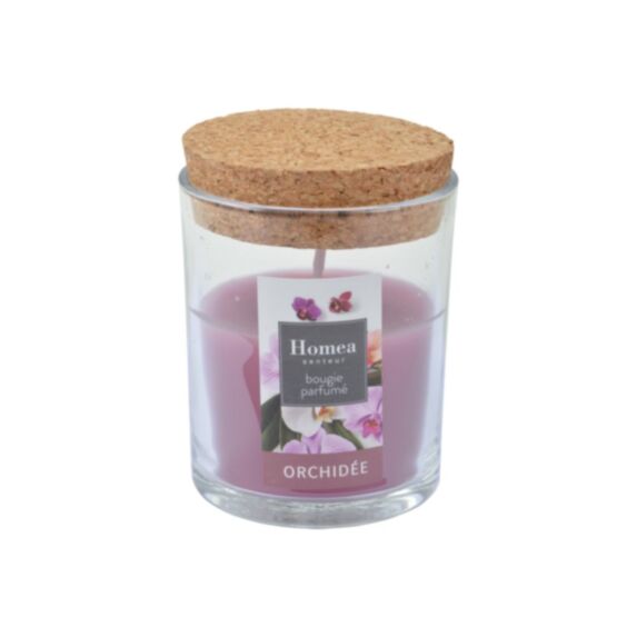 Bougie en pot couvercle Essentiel orchidée Ø7 x H9 cm - HOMEA