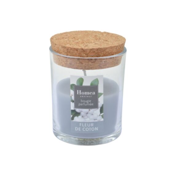 Bougie en pot couvercle Essentiel fleur de coton Ø7 x H9 cm - HOMEA