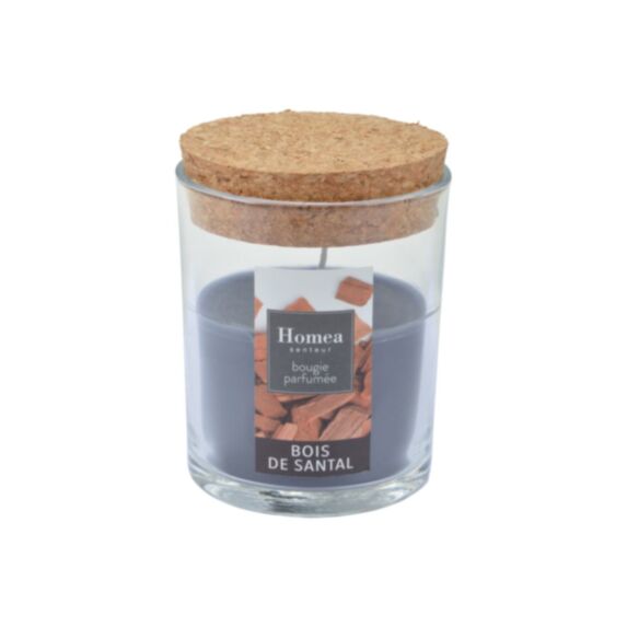 Bougie en pot couvercle Essentiel bois de santal Ø7 x H9 cm - HOMEA