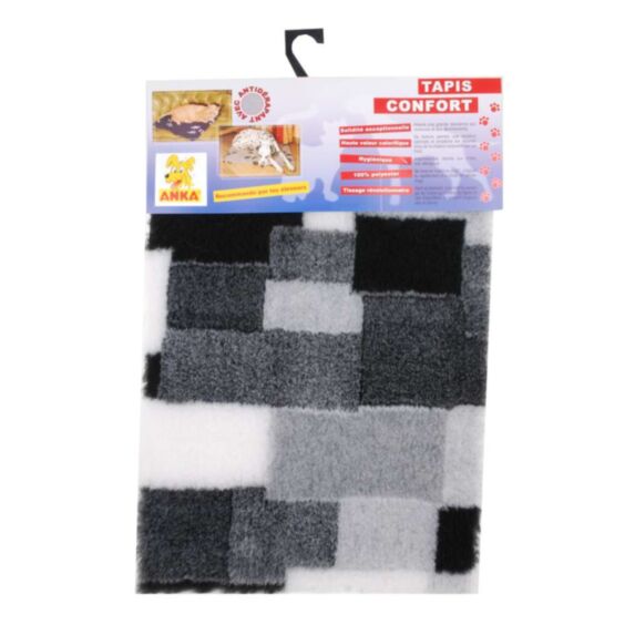 Tapis Chien Confort Patchwork 38x50cm Blanc Noir - ANKA