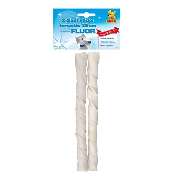 Friandise Chien 2 Giant Sticks Torsades Fluor 25cm - ANKA