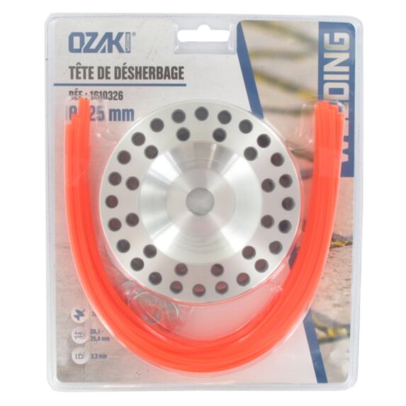 Tête aluminium brosse 18 fils nylon (36 en sortie)