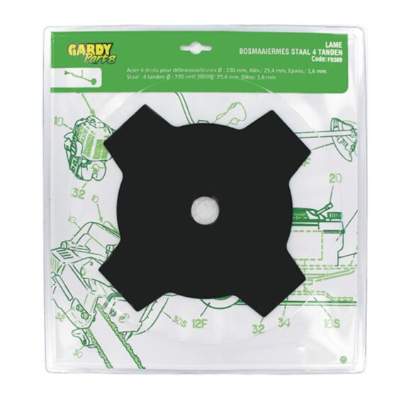 Lames débroussailleuses 4 dents acier - GARDY PARTS