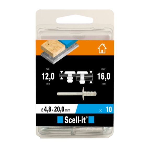 Boîte de 10 rivets multi-serrage Ø 4.8 x 20 mm - SCELL IT