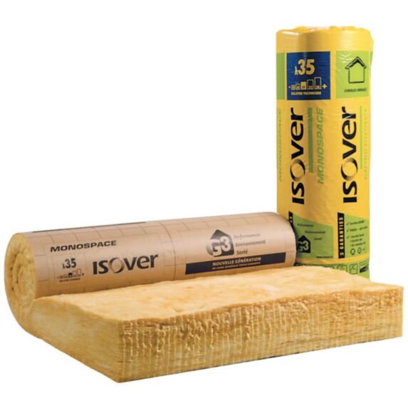 Rouleau laine de verre monospace kraft Ep.4,5cm 1,2x13,5m R=1,25 - ISOVER