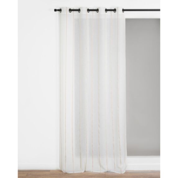 Voilage Elouan aspect lin bandes verticales 140x260 blanc - ROCLE
