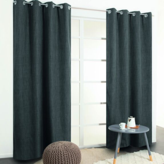 Rideau thermique 8 oeillets Valdo 135x240cm Gris foncé