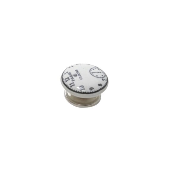 Bouton meuble Clock Céramique Blanc ø40mm h26mm - B BEAUTY