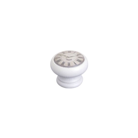 Bouton meuble Clock Bois Blanc ø40mm h29mm - B BEAUTY