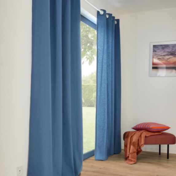 Rideau en coton Jaya 140x240cm bleu - INVENTIV