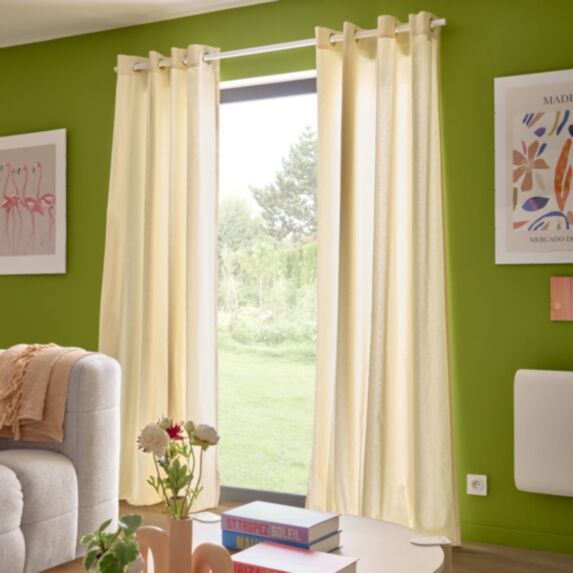 Rideau en coton Jaya écru 140x240cm - INVENTIV