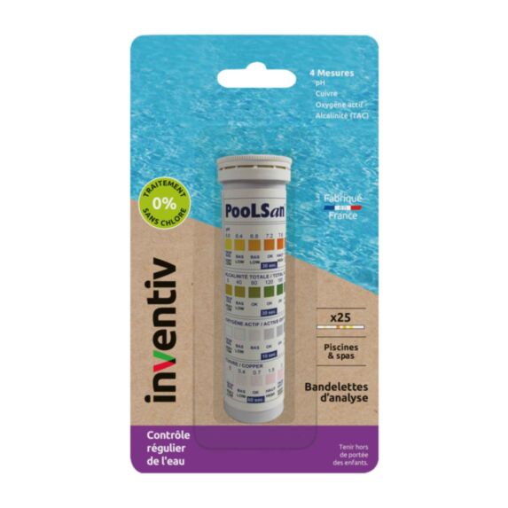 Test Piscine et Spa Taux de cuivre 25 bandelettes - INVENTIV
