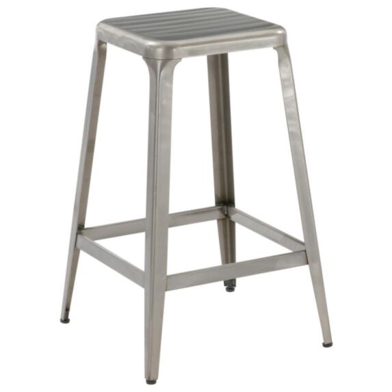 Tabouret de bar en acier Charly 44 x 44 x 66 cm gris - INVENTIV