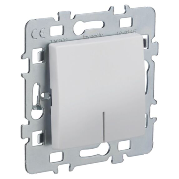 Bouton Poussoir Di-Line Lumineux à Encastrer + Plaque Support Métal Argent - INVENTIV'