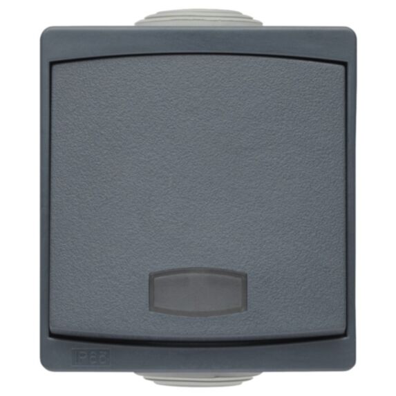 Appareillage Étanche SubLine IP54 en Saillie Bouton Poussoir Lumineux Gris - INVENTIV