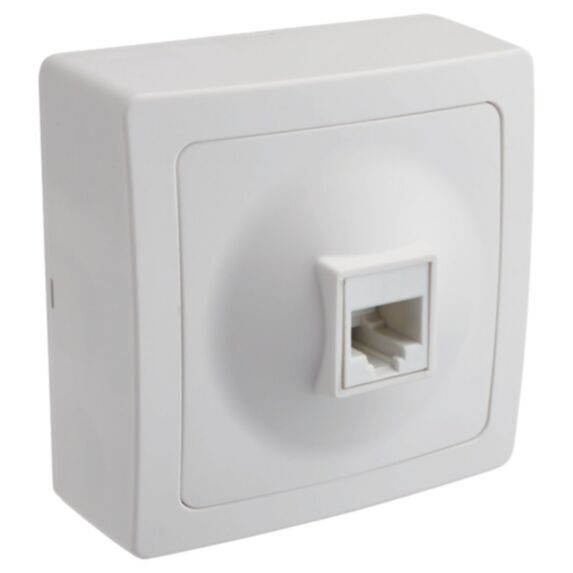 Prise RJ45 Renov'Line à Encastrer + Plaque Support Métal Blanc - INVENTIV'