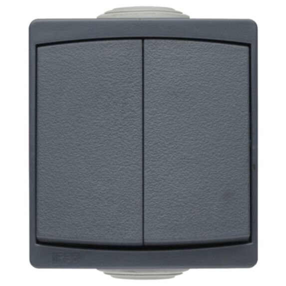 Interrupteur SubLine Va Et Vient IP54 en Saillie Double Gris - INVENTIV
