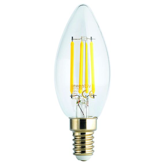 Ampoule Retroled flamme transparent E14 5W blanc chaud - INVENTIV